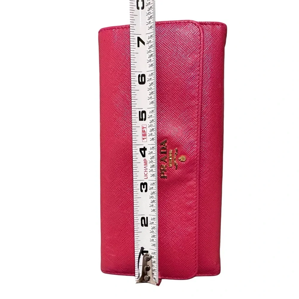 Authentic Prada Saffiano Leather Continental Flap Wallet Peonia/Begonia PinkGold